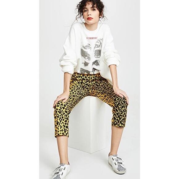 R13 Yellow Leopard Joey Jean Size 27 - Picture 1 of 5
